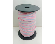 Cadarço 10 mm TRI - Rosa BB / Branco  / Azul BB - 50 metros